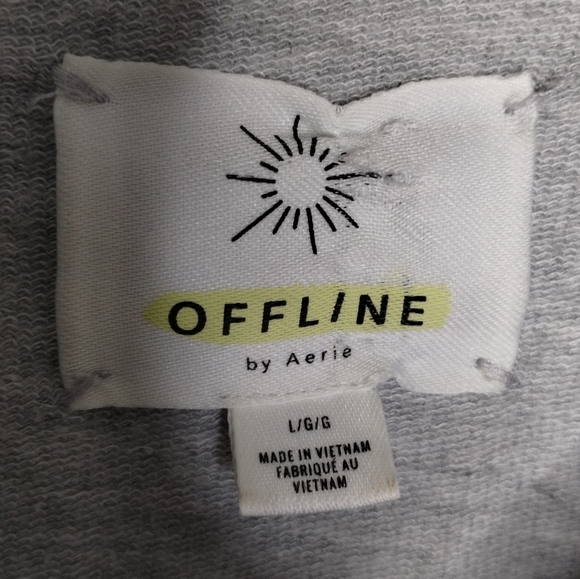 Offline by Aerie Grey Cropped Pullover Hoodie Size Large - Picture 5 of 8